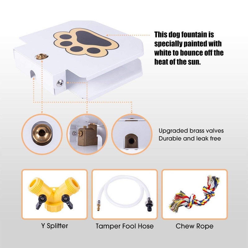 BACOENG Outdoor Dog Pet Water Sprinkler Easy Activated Dog Water Fountain Toy with Molar Rope, Upgrade Premier Valve Set (We Copper VS Others Plastic) - Image 1